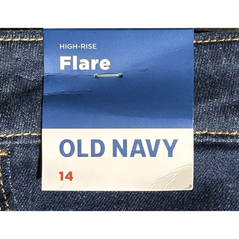 Old Navy Women’s Size 14 High-Waisted Wow Flare Dark Rinse Jeans - Picture 9 of 12
